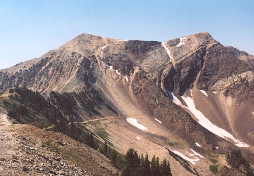American Fork Twins from summit of Hidden Peak (Snowbird Tram)