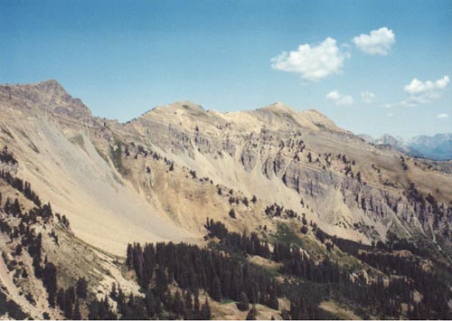 Cascade Mountain east face viewed from Dry Fork/Shingle Mill/Big Springs Hollow saddle